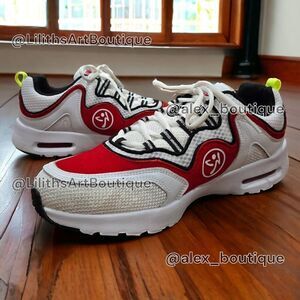 Zumba Air Lo Red Suede White Mesh Low Top Sneakers Women's Size 9 (F026)